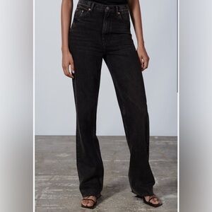 Zara black 90’s high rise wide leg raw hem woman boho chic  woman trendy jean 2